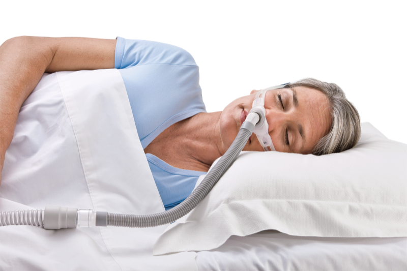 Person sleeping comfortably with CPAP mask